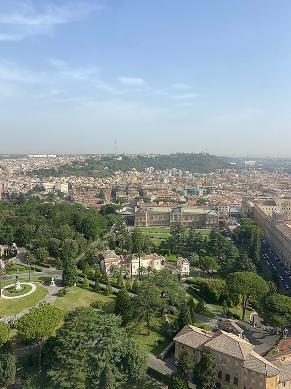 Rome cityscape from atop the Vatican Dome on an excursion with CEA.
