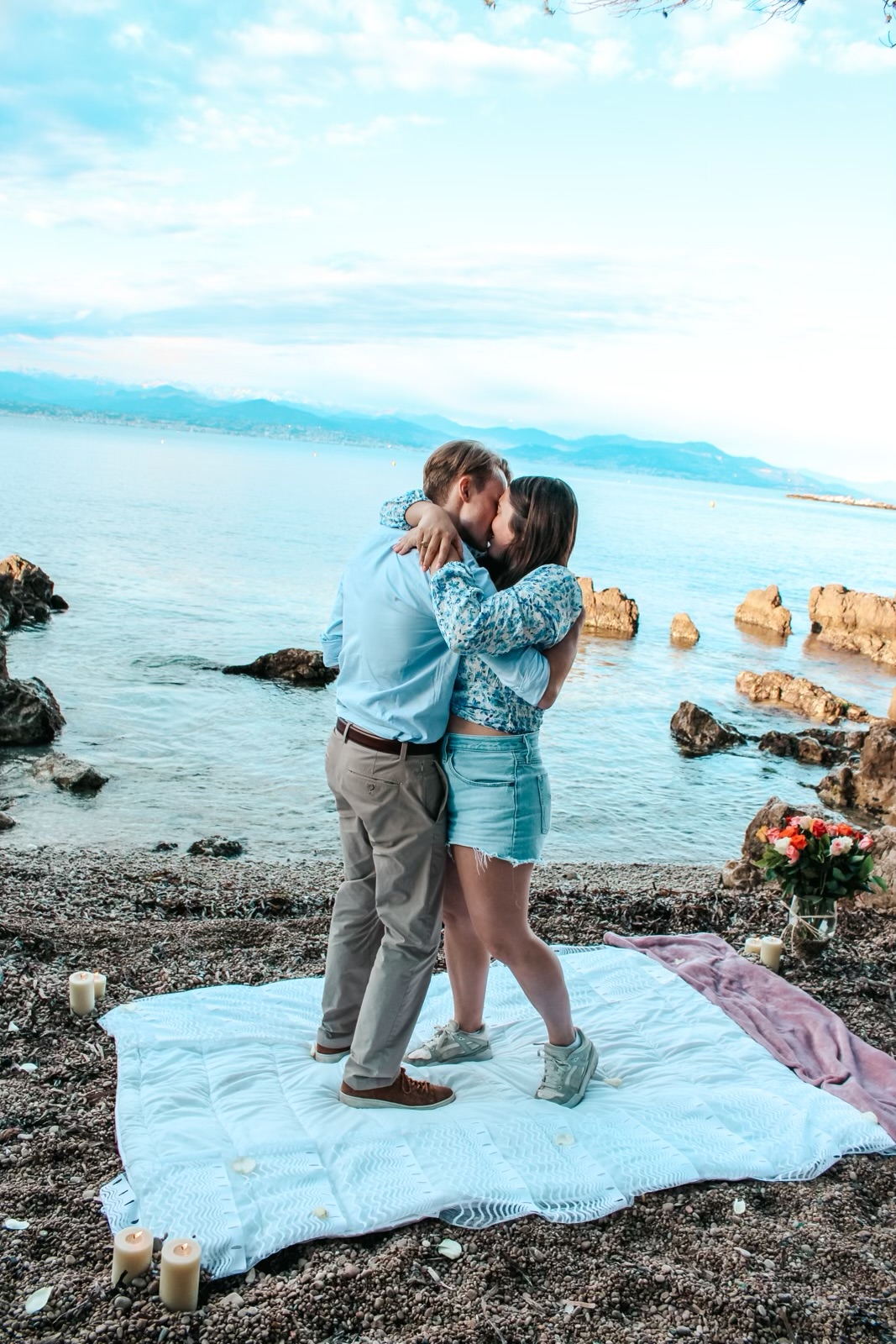 Couple kissing right before they get engaged!