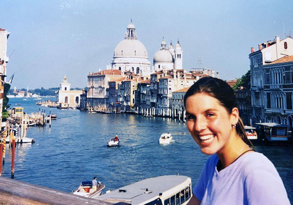Alexis Jones in Venice during summer study abroad program in 1998.