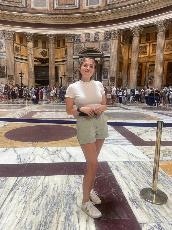 Inside the Pantheon during a class field trip in the Art and Archaeology in Ancient Rome course.