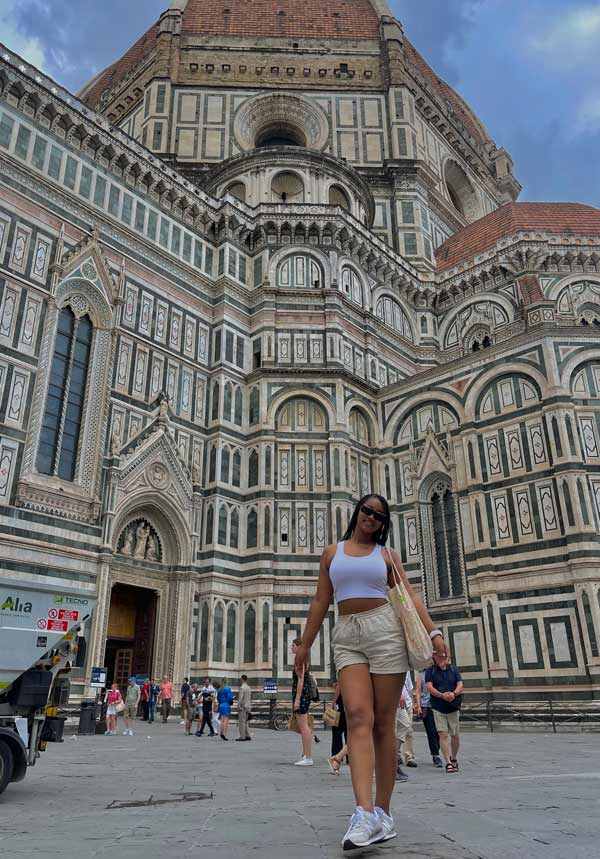 Student standing in front of Duomo in Florence