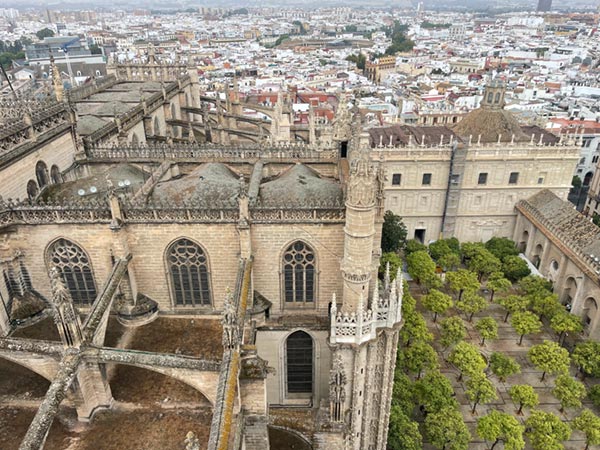 Climbing up the Giralda Aerial view of Seville from the Giralda