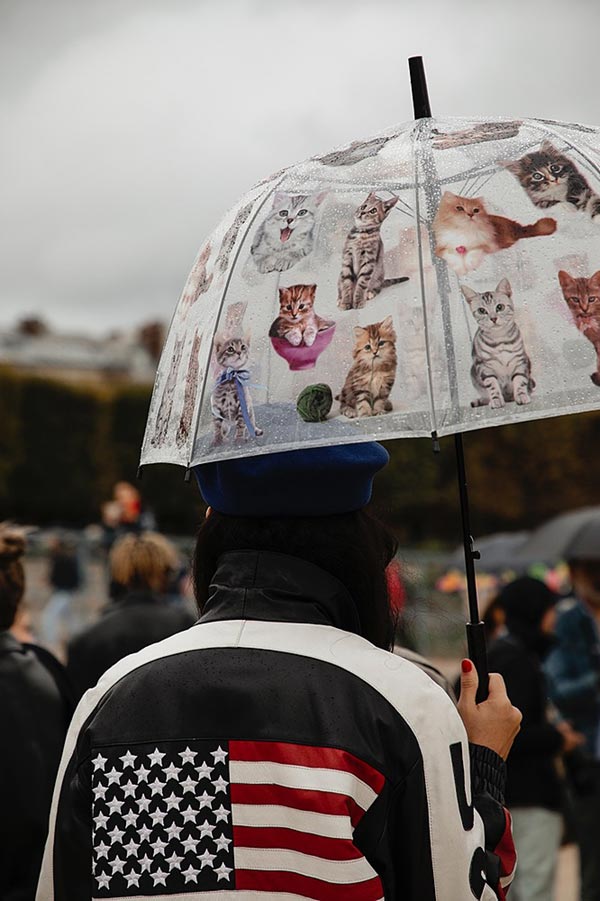 Cats and the Flag in Jardin des Tuileries at Paris Fashion Week 2022