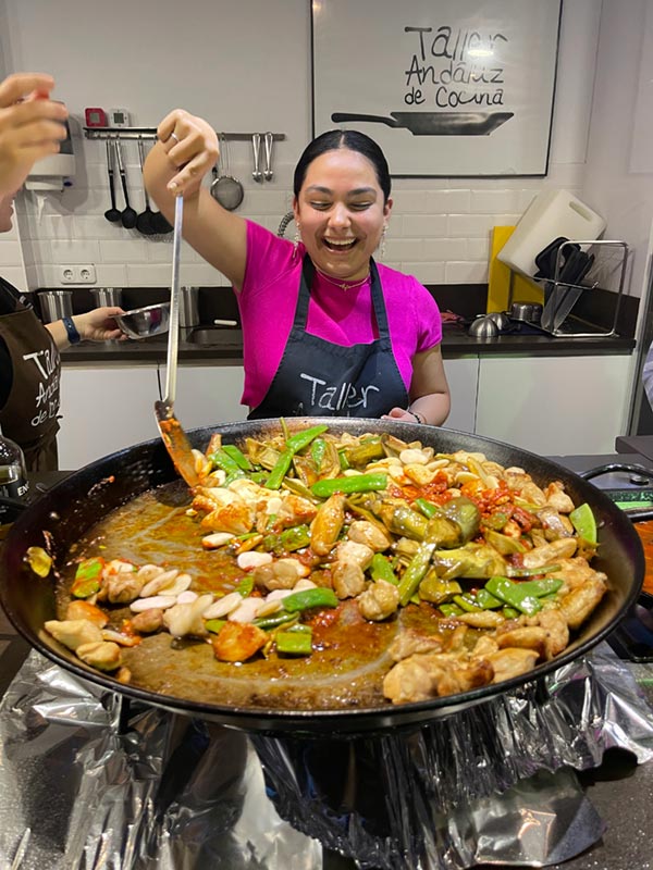 Yazmin Cruz in cooking class during food and wine course