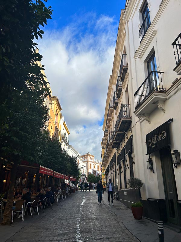Small cobblestone street in Seville