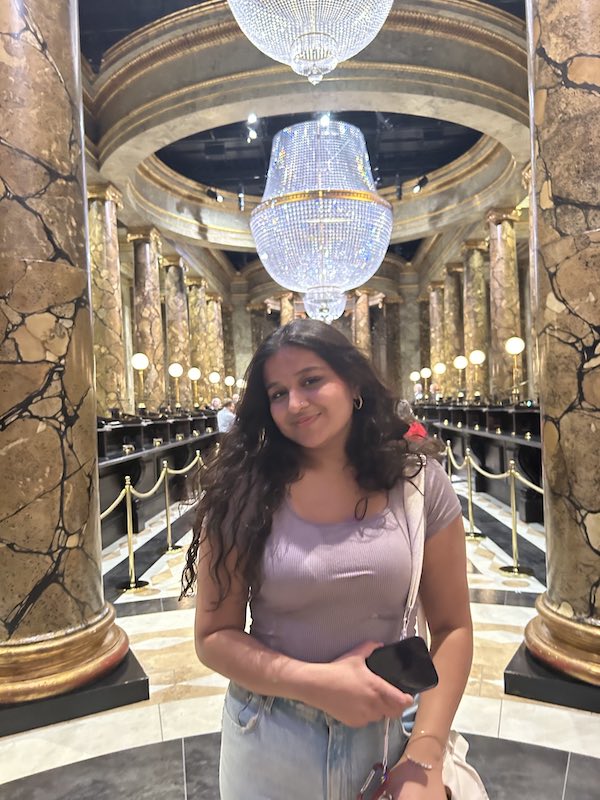 A person in front of Gringotts Bank