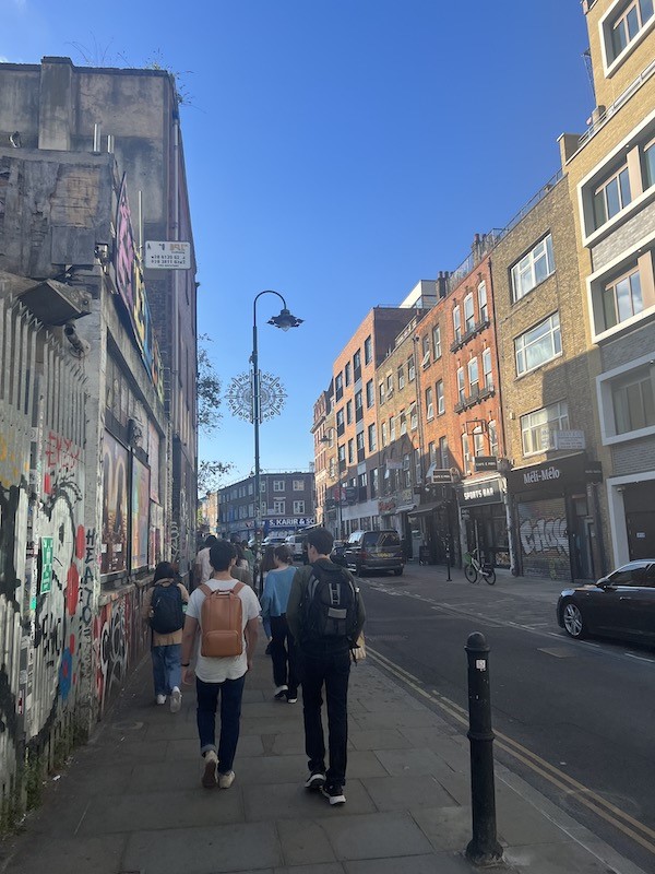 Peers walking in London street